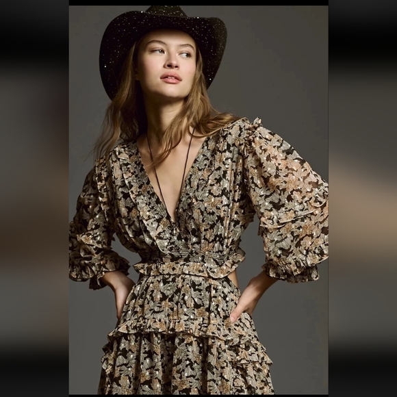 NWT $178 Anthropologie V-Neck Ruffle Cutout Dress (Size Small - Picture 14 of 14